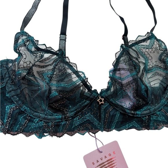 Savage X Fenty Shining Star Embroidered Unlined Demi Bra – Size 34D – NWT - Picture 7 of 12